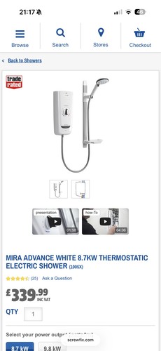 Mira advance electric shower - mira,